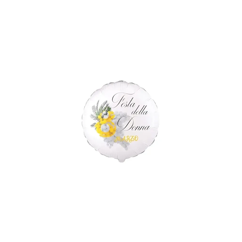 Palloncini Festa della Donna 8 Marzo Tondo micro shape 4" (10cm) in mylar, 5pz.
