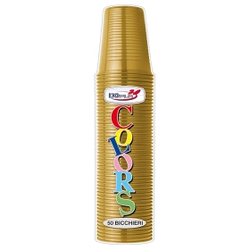 Bicchieri Oro 200ml in plastica riutilizzabili, 50pz.