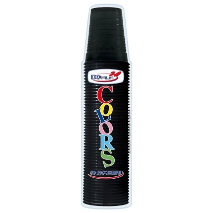 Bicchieri Neri 200ml in plastica riutilizzabili, 50pz.