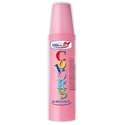 Bicchieri Rosa 200ml in plastica riutilizzabili, 50pz.