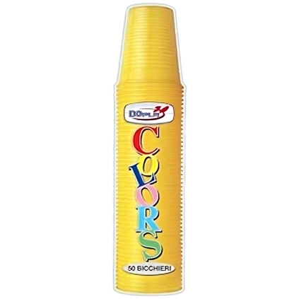 Bicchieri Gialli 200ml in plastica riutilizzabili, 50pz.