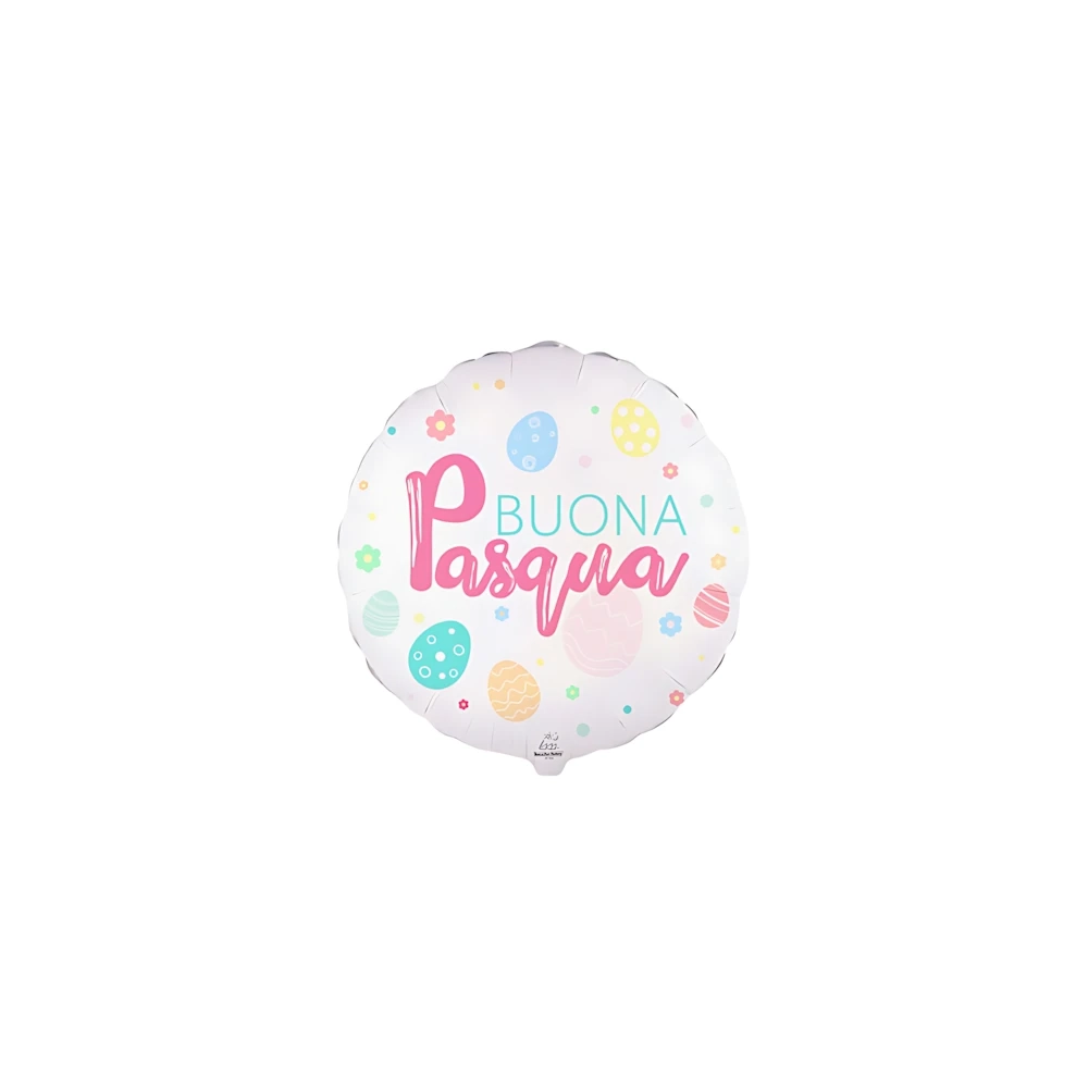 Palloncino Buona Pasqua Bianco con decori primaverili, 9" (22cm), 5pz.