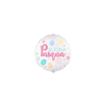 Palloncino Buona Pasqua Bianco con decori primaverili, 4" (10cm), 5pz,