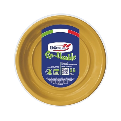Piatti Piani Oro 22cm riutilizzabili, 25pz.