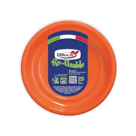 Piatti Fondi Arancione 20,5cm riutilizzabili, 25pz.