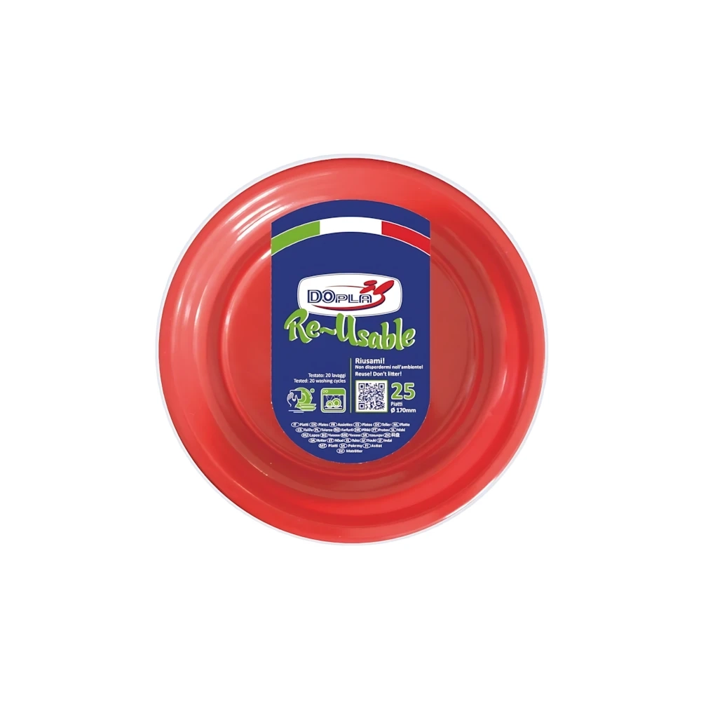 Piatti Frutta Rossi 17cm riutilizzabili, 25pz.