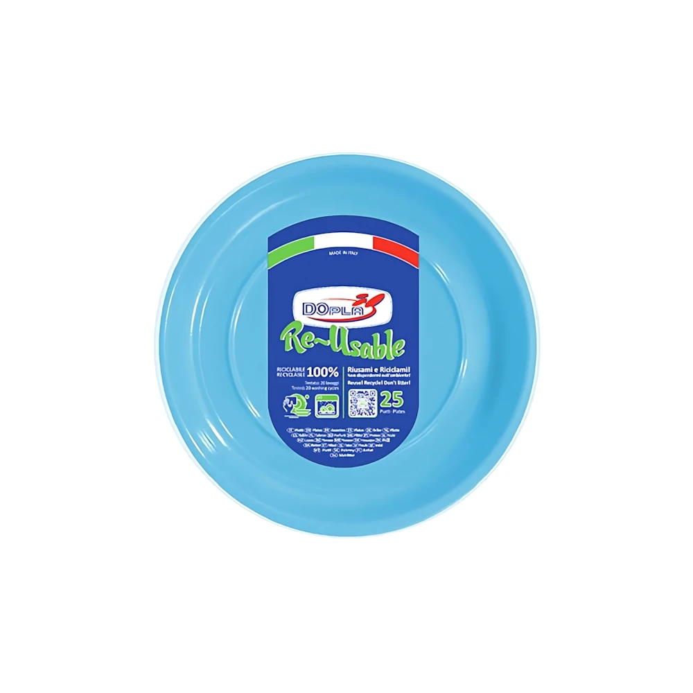 Piatti Frutta Azzurro 17cm riutilizzabile, 25pz.