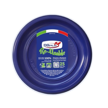 Piatti Blu piani 22cm riutilizzabili, 25pz.