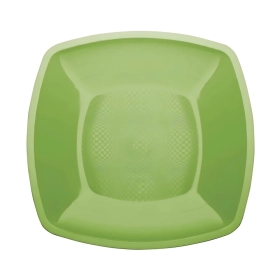 Piatti Verde Lime piani piani di forma quadrata 30cm, 12pz.