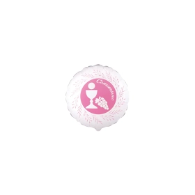 Palloncino Comunione Foglie di Ulivo Rosa tondo 4''(10cm), 5pz.