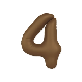 Palloncino Numero 4 Slim Mate Choco Brown Satinato 37" (86cm), 1pz.