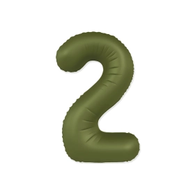 Palloncino Numero 2 Slim Mate Verde Oliva Satinato 37" (86cm), 1pz.