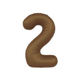 Palloncino Numero 2 Slim Mate Choco Brown Satinato 37" (86cm), 1pz.