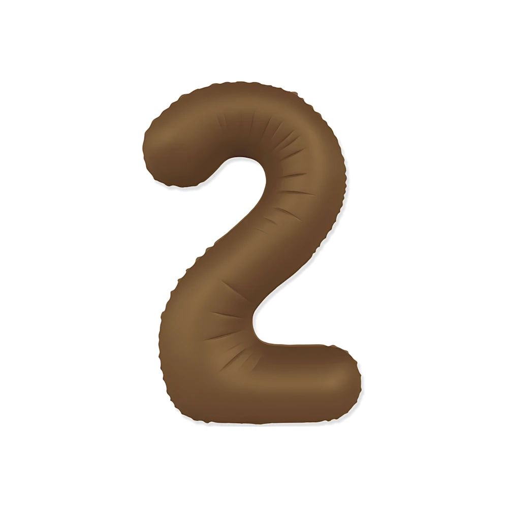 Palloncino Numero 2 Slim Mate Choco Brown Satinato 37" (86cm), 1pz.