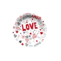 Piatti di carta Love rotondo, 21cm, 6pz.