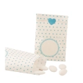 Sacchetti carta pois azzurri 8x14cm con adesivo cuore – Confezione da 10 pezzi