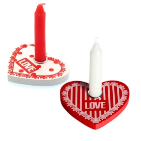 Candeline con base in legno a forma di cuore, 1pz.