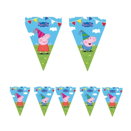 Festone bandierine Peppa Pig – 9 bandierine 20x30 cm, 3 metri