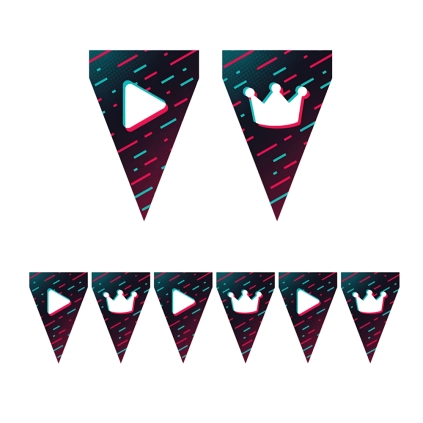 Festone bandierine Simil TikTok – 9 bandierine 20x30 cm, 3 metri