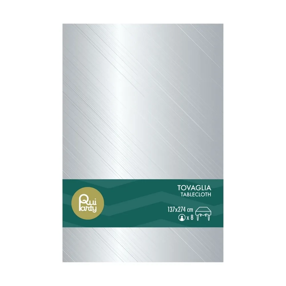 Tovaglia in plastica 137x274cm Argento metal
