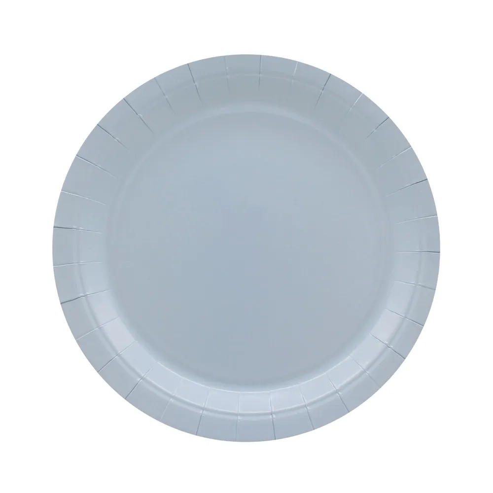 Piatto in carta 24cm Celeste fumo – Confezione da 15 pezzi