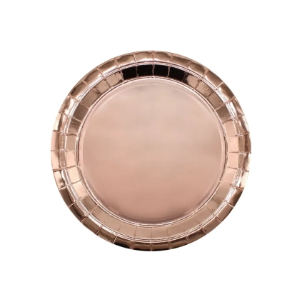 Piatto in carta 18cm Rosa gold metal – Confezione da 15 pezzi