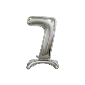 Palloncino numero 7 Argento standing super shape 30" (76cm) in mylar, 1pz.