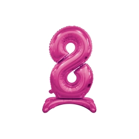 Palloncino numero 8 fucsia standing super shape 30" (76cm) in mylar, 1pz.