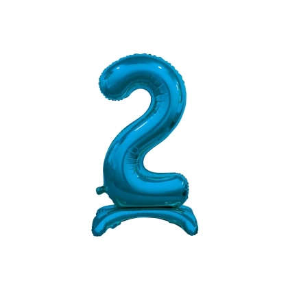 Palloncino numero 2 Blu standing super shape 30" (76cm) in mylar, 1pz.