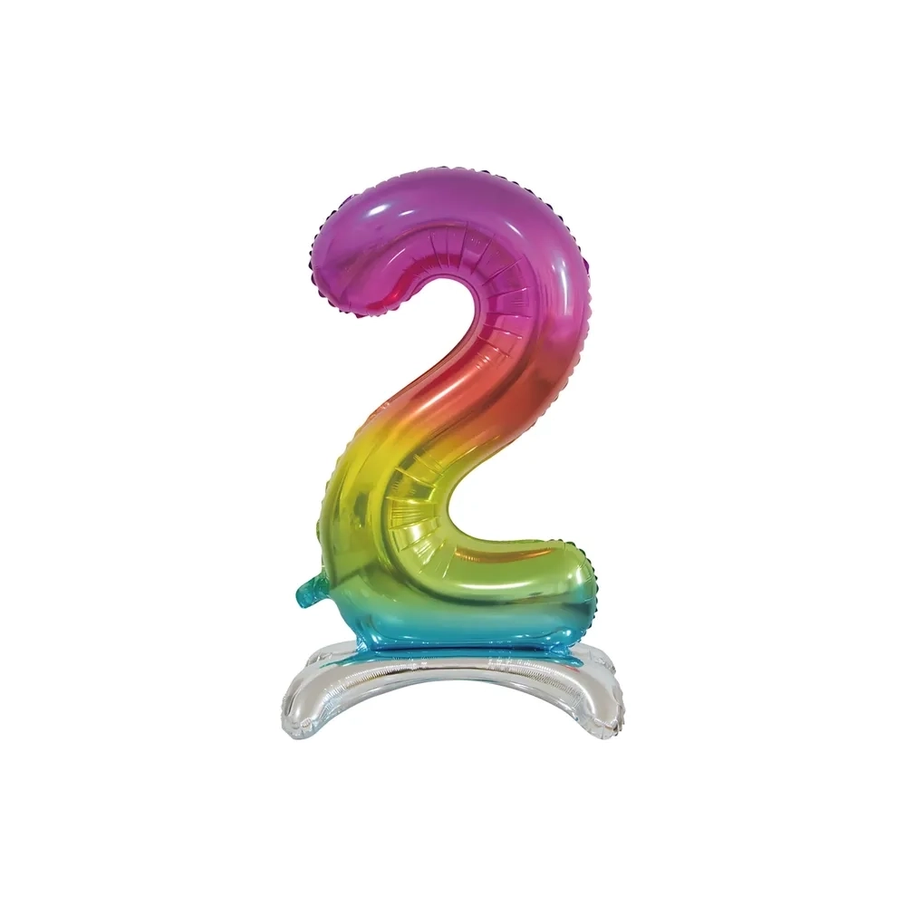 Palloncino numero 2 Rainbow standing super shape 30" (76cm) in mylar, 1pz.