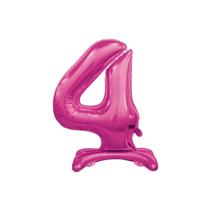 Palloncino numero 4 fucsia standing super shape 30" (76cm) in mylar, 1pz.
