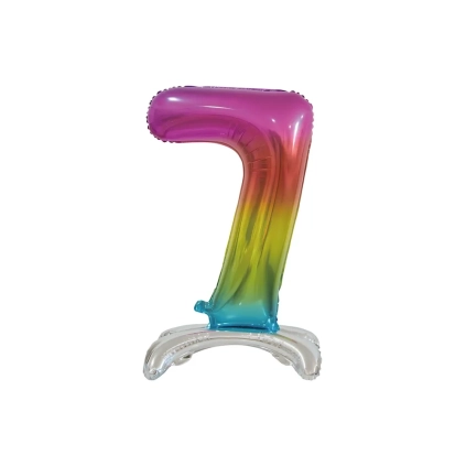 Palloncino numero 7 Rainbow standing super shape 30" (76cm) in mylar, 1pz.