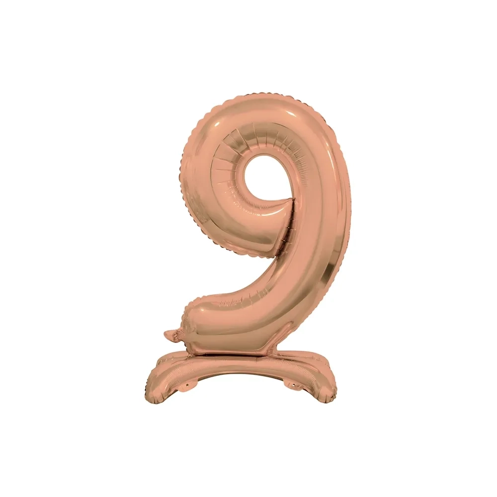 Palloncino numero 9 Rosa Gold standing super shape 30" (76cm) in mylar, 1pz.