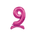 Palloncino numero 9 fucsia standing super shape 30" (76cm) in mylar, 1pz.