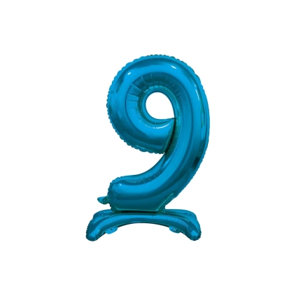 Palloncino numero 9 Blu standing super shape 30" (76cm) in mylar, 1pz.