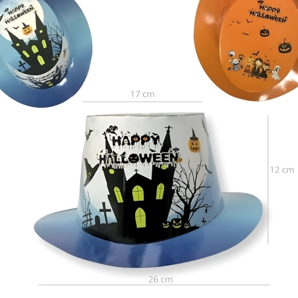 Cappelli Cilindro Happy Halloween 2 colori, 2pz.