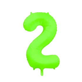 Palloncino Mylar Numero 2 Verde Neon 34'' (86cm), 1pz.
