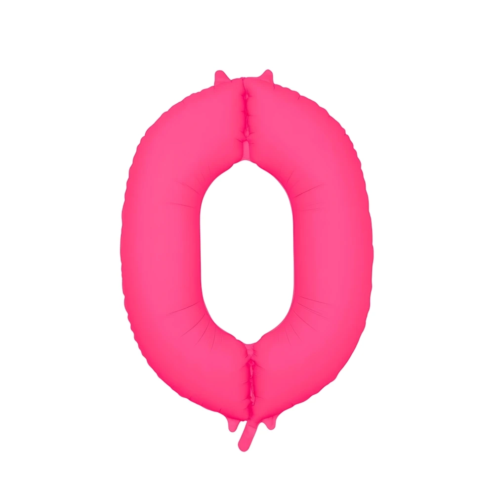 Palloncino Mylar Numero 0 Fucsia Neon 34'' (86cm), 1pz.