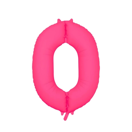 Palloncino Mylar Numero 0 Fucsia Neon 34'' (86cm), 1pz.