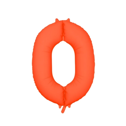 Palloncino Mylar Numero 0 Arancione Neon 34'' (86cm), 1pz.