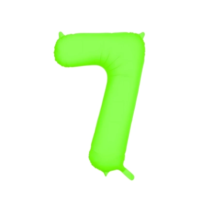 Palloncino Mylar Numero 7 Verde Neon 34'' (86cm), 1pz.