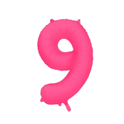 Palloncino Mylar Numero 9 Fucsia Neon 34'' (86cm), 1pz.