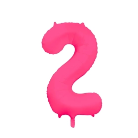 Palloncino Mylar Numero 2 Fucsia Neon 34'' (86cm), 1pz.