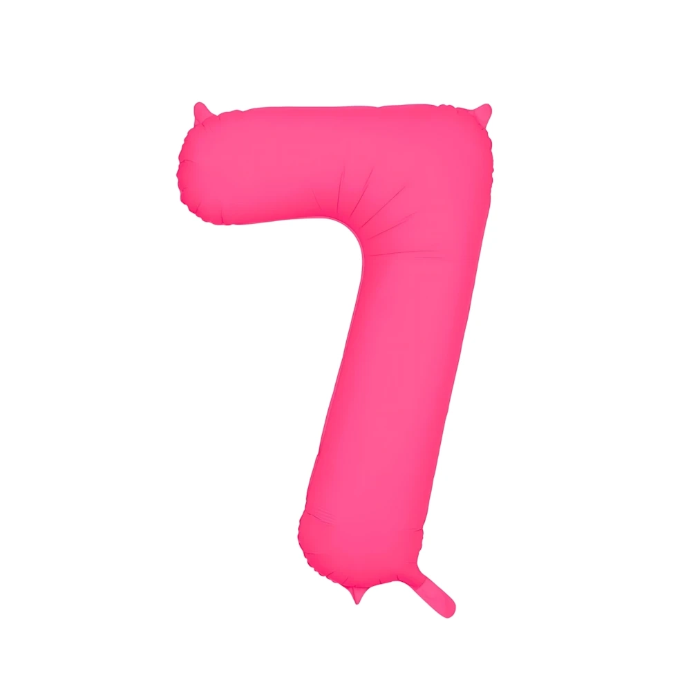 Palloncino Mylar Numero 7 Fucsia Neon 34'' (86cm), 1pz.