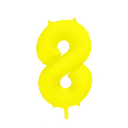 Palloncino Mylar Numero 8 Giallo Neon 34'' (86cm), 1pz.