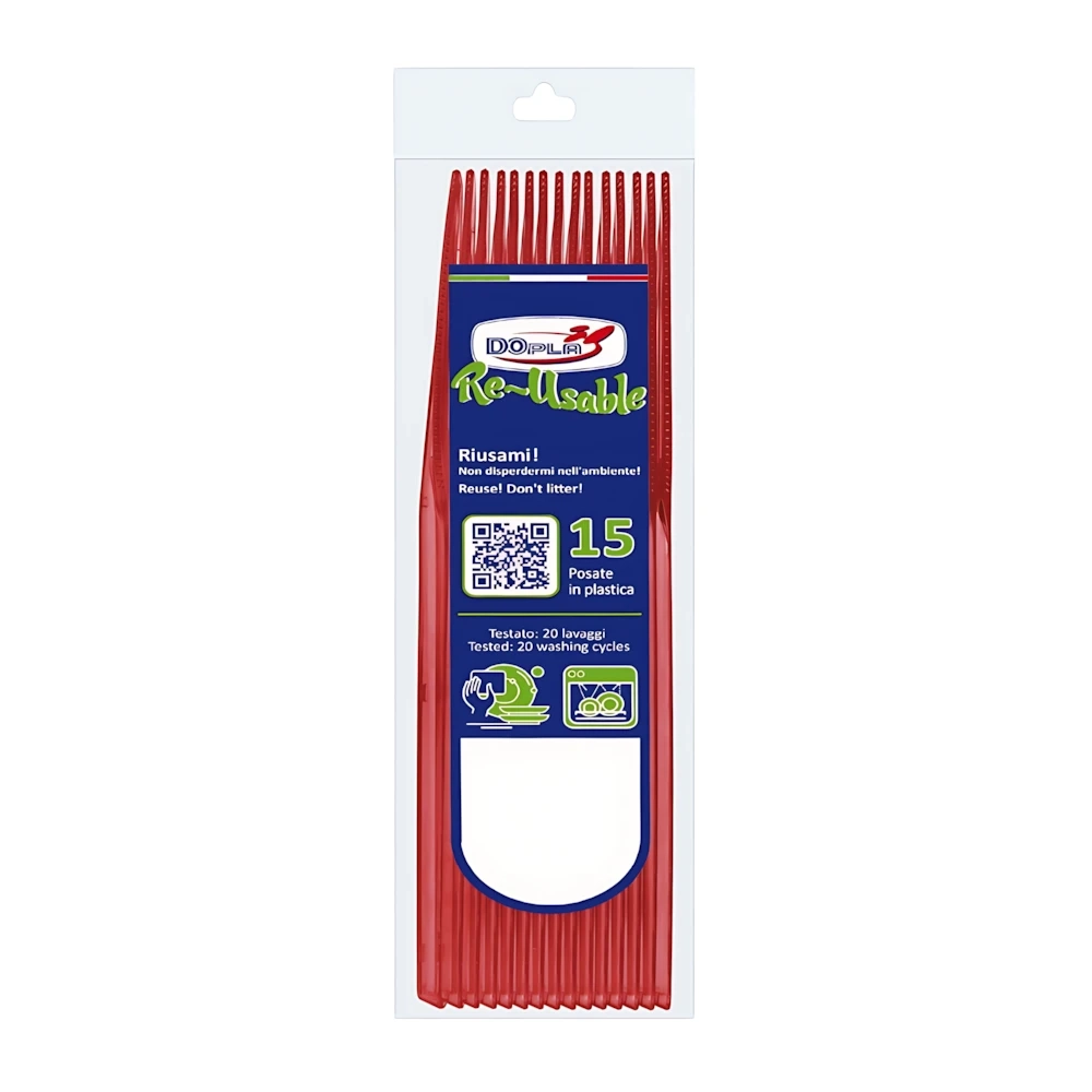 Coltelli Compact Rosso in plastica riutilizzabile, 15 pz