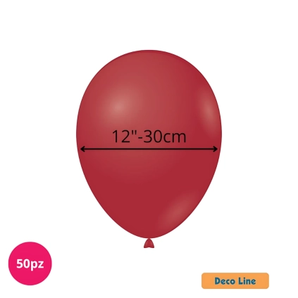 Palloncini Deco Line pastello 12" (30cm) Rosso Rubino 232, 50pz.