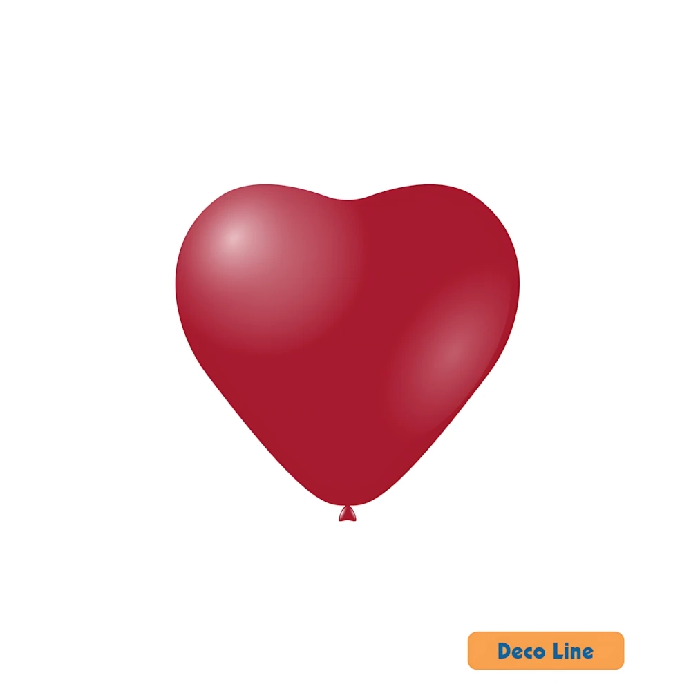 Palloncini cuore Deco line pastello 11" (25cm) Rosso Rubino 232, 100pz.