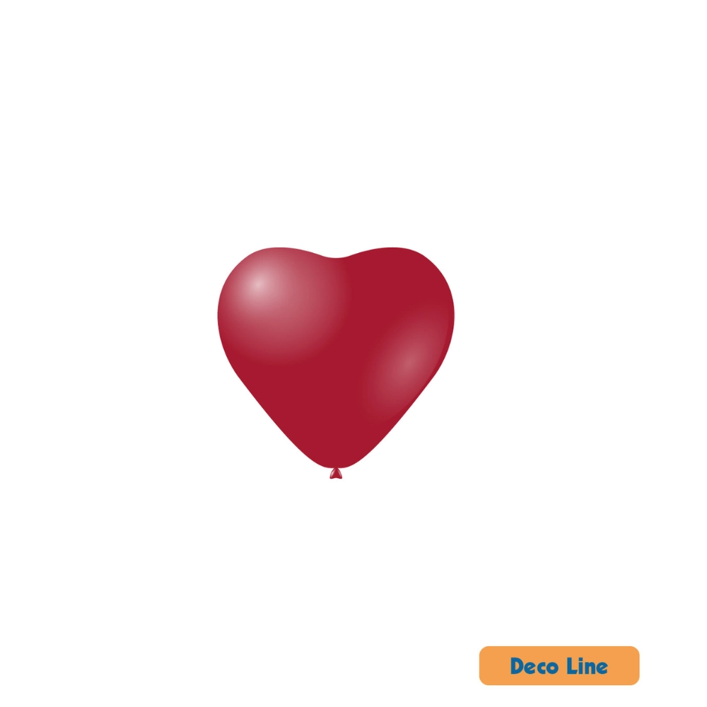 Palloncini cuore Deco line pastello 7" (17cm) Rosso Rubino 232, 100pz.