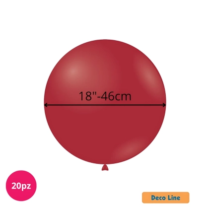 Palloncini Deco Line pastello 18" (46cm)  Rosso Rubino 232, 20pz.